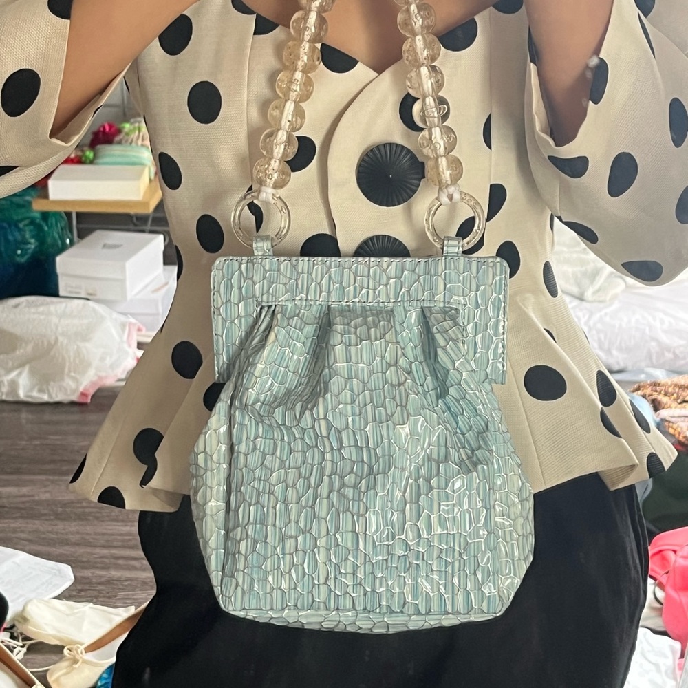 SOLDSOLDSOLDMaryam Nassir Zadeh Glow Purse Hangbag Sky Fish beaded handle strap - Picture 6 of 16